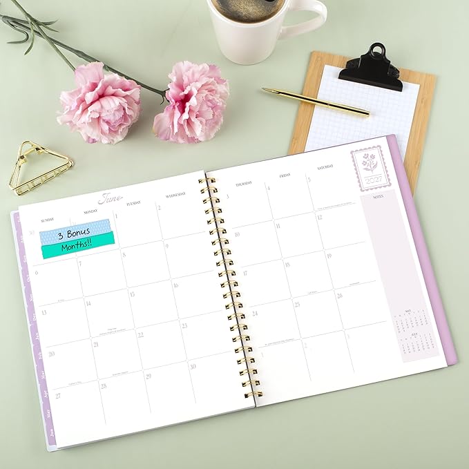 Cambridge Planner 2026-2027 Weekly & Monthly Academic 12-Month July-June, 8-1/2" x 11", Cherrywood Lane, Peony Lace (CL18-905A)