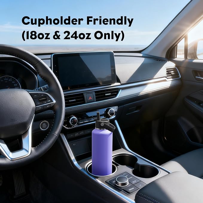 POWCAN 24 oz Travel Water Bottle: Leakproof, Cold for 24H, BPA-Free, Top Handle, Insulated Stainless Steel Water Bottle with Straw for School, Outdoors, Teens, Running, Sport, Trip (Violet's Tale)