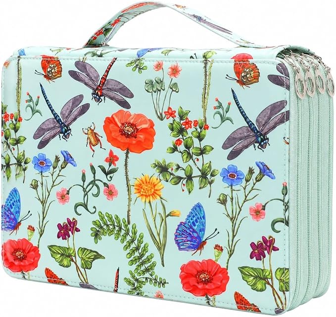 200 Slots Colored Pencil Case Organizer, 4 Layer Bag | Twill Oxford fabric,203 elastic loops,detachable handle,for travel, home storage,drawing tools,creative gifts