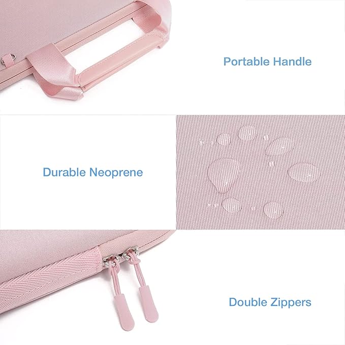 MOSISO Laptop Case 13 inch, Laptop Sleeve Bag Compatible with MacBook Neo 13 / Air M5 M4 M3 M2 M1 2026-2018 / Pro M2 M1, Neoprene Carrying Computer Bag with Handle&Detachable Small Case, Pink