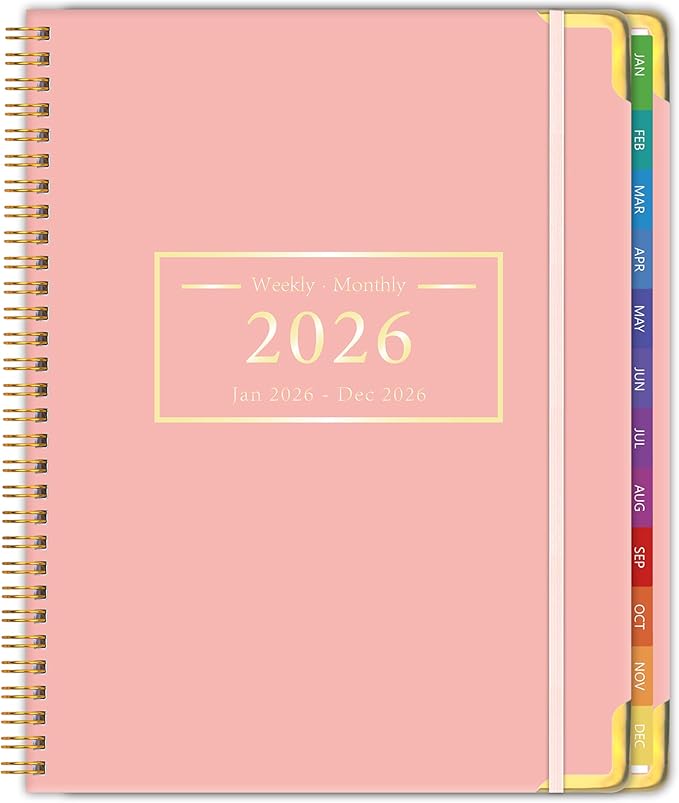 Planner -2026, Hardcover Weekly & Monthly Calendar Planner, January 2026 - December 2026, 8.5" x 11", Daily Agenda Book with Colorful Tabs, College Organizer Notebook, School & Work Supplies for Student Teacher Classroom