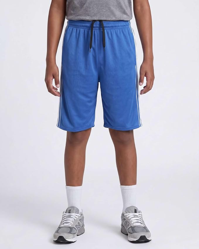 Real Essentials 5 Pack: Boys' Mesh Basketball Athletic Shorts with Pockets – Teen Kids Youth Quick Dry Soccer Running Gym