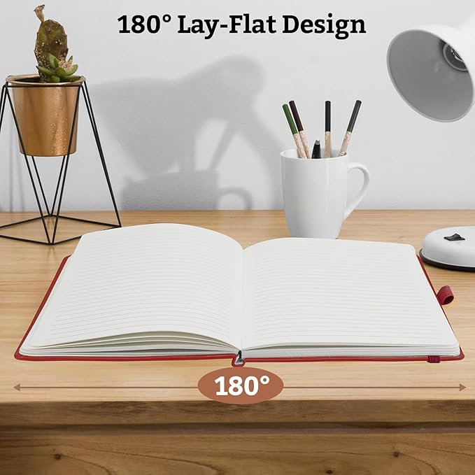 2Pack Lined Hardcover Journal Notebook, A5 192 Pages 100Gsm Thick Paper College Ruled for School,Note Taking,Work,Diary，5.7''*8.3'',Burgundy