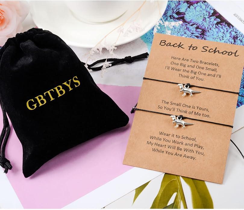 Back to School Gifts Mommy and Me Bracelet First Day of School Matching Wish Bracelets Set for Mother Daughter Son Women Teen Girls Boys Jewelry Gift