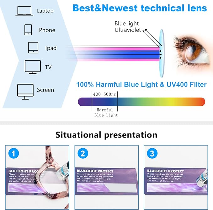 REAVEE 6 Pack Reading Glasses for Women Blue Light Blocking, Cute Square Computer Readers with Spring Hinge