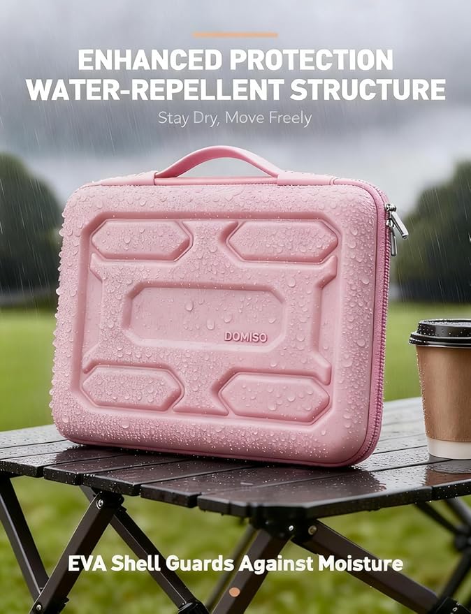 DOMISO 17 inch Laptop Sleeve with Handle Shockproof Waterproof EVA Protective Case for 17.3" ZBook Fury 17.3 G8/MSI GS73VR Stealth Pro/HP Envy 17/LG Gram 17"/ROG Strix GL702VS, Pink