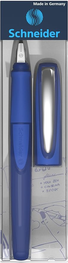 Schneider Ray 168415 Fountain Pen Left Handed with Standard Ink Cartridge Royal Blue Space Blue