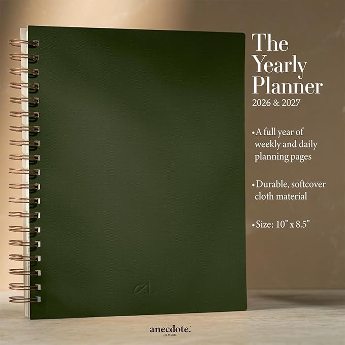 Anecdote Spiral Planner w/2026-2027 Calendar (8.5" x 10") | Start Anytime - 52 Weeks, Undated Planner Pages | To-Do List Organizer, Plan Your Success, Achieve Productivity Goals (Evergreen)