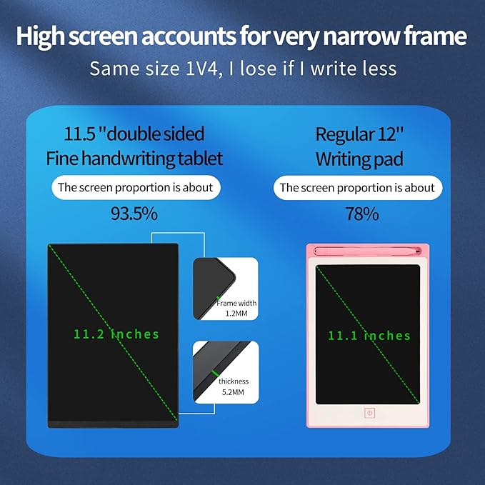 LCD Writing Tablet 2 Sides Screen Erasable Reusable 11.5inch and 10.5inch Electronic Drawing Pads Portable Scratchpad for Kids Adults Home Office (Black)