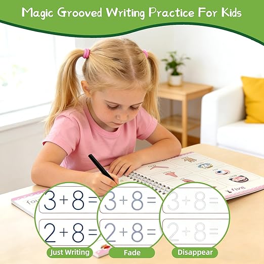 Preschool Learning Activities,Reusable Grooved Handwriting Workbook for Kids,Letter Tracing Books for Kids Ages 3-5, Busy Book Educational Gift