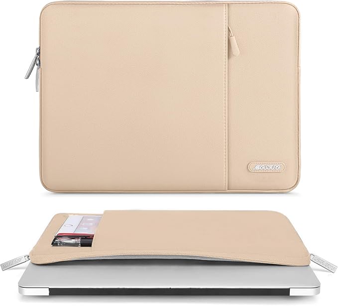MOSISO Laptop Case 13 inch, Laptop Sleeve Compatible with MacBook Neo/Air/Pro 13 inch with A18/M5/M4/M3/M2/M1 Chip 2026-2016, Polyester Vertical Computer Sleeve Bag with Pocket, Apricot