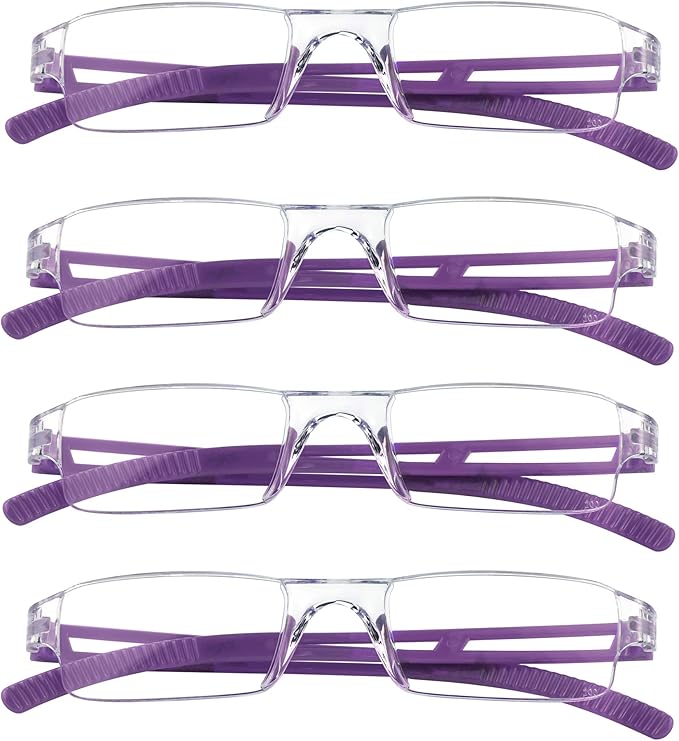 LifeArt 2/4 Pairs Reading Glasses, Blue Light Blocking Glasses, Computer Glasses for Men and Women, Rectangle Eyewear Frame