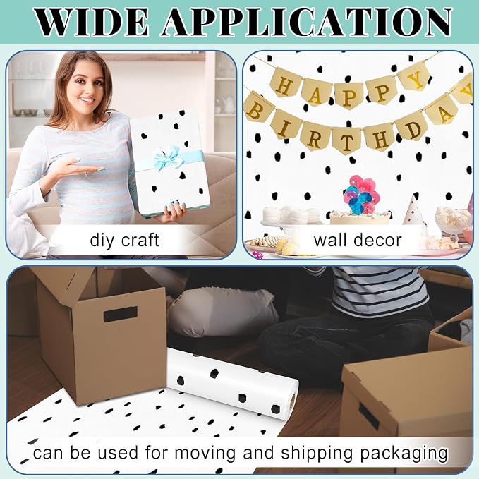 Black and White Polka Dot Bulletin Board Roll Non-Woven Fabric 15.7" x20ft