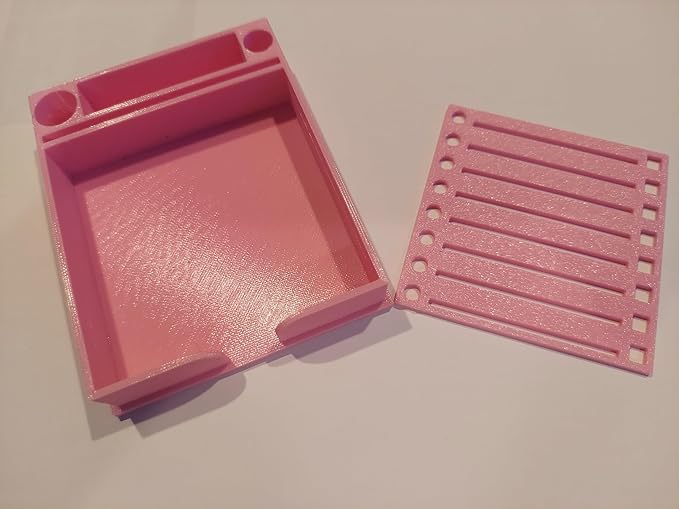 Generic Sticky Note Holder w/Stencil (Pink) - 3.4" x 4" - Note Holder