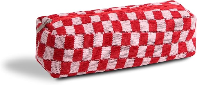 Pencil Case Pen Case Office College School Storage Bag Pouch Holder Box Organizer Makeup Pouch Cosmetic Bag Aesthetic Cute Pencil Case for Girls Boys Kids (Rose red)