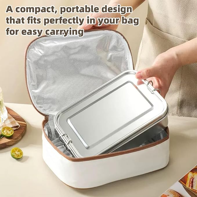 40oz/1200ml Meta Lunch Box, Stainless Steel Food Storage Sandwich Containers, Bento Box with Lids Leak Proof for Travel, Work, Picnic, Home,Meal Prep