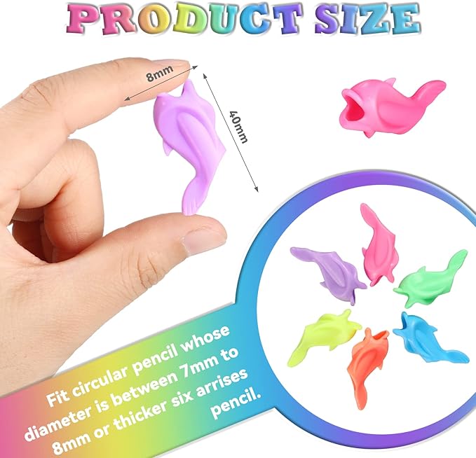 Nezyo 60 Pcs Pencil Grips for Kids Handwriting Grippers Silicone Ideal Pencil Holders Dolphin Writing Aid Grips Children Training for Kids Handwriting Toddlers Posture Correction Tools Writing Tools