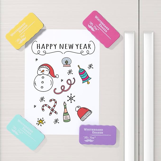 Mr. Pen- Magnetic Dry Erase Erasers, 4"x2.25", 8 Pack, Colorful Magnetic Whiteboard Erasers for White Board, Classroom, Home, Office, Back to School Supplies
