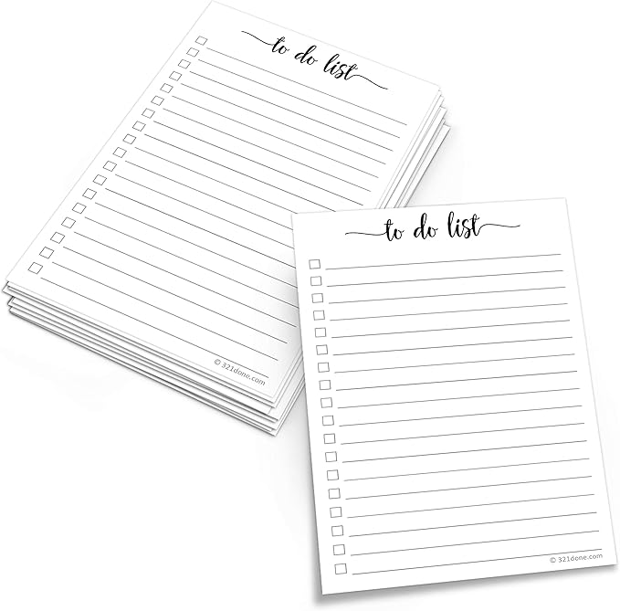 321Done To-Do List Cards, 4x6 Index Cards with Checkboxes, Double-Sided Checklist Note Card, Pack of 50, Daily Task List, Large College-Ruled, Made in USA