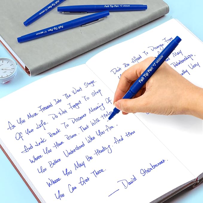 Lelix Felt Tip Pens, 40 Blue Pack, 0.7mm Medium Point, Felt Tip Markers Pens for Journaling, Writing, Note Taking, Planner, Perfect for School Office and Art Supplies