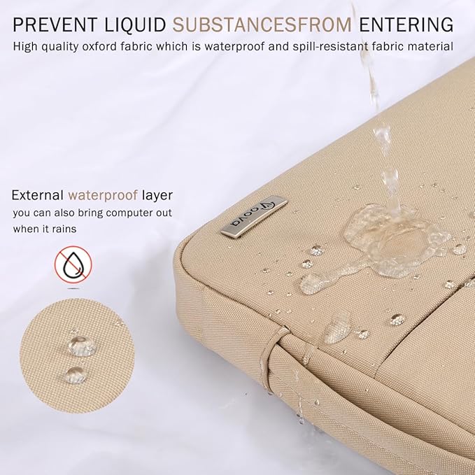 Voova 13 13.6 Inch Laptop Sleeve Case Compatible with MacBook Air 13 M1/M2/M3/M4 2020-2025, MacBook Pro 13/14, IPad Air/Pro 13, Waterproof Slim Computer Bag Cover with Handle, Apricot