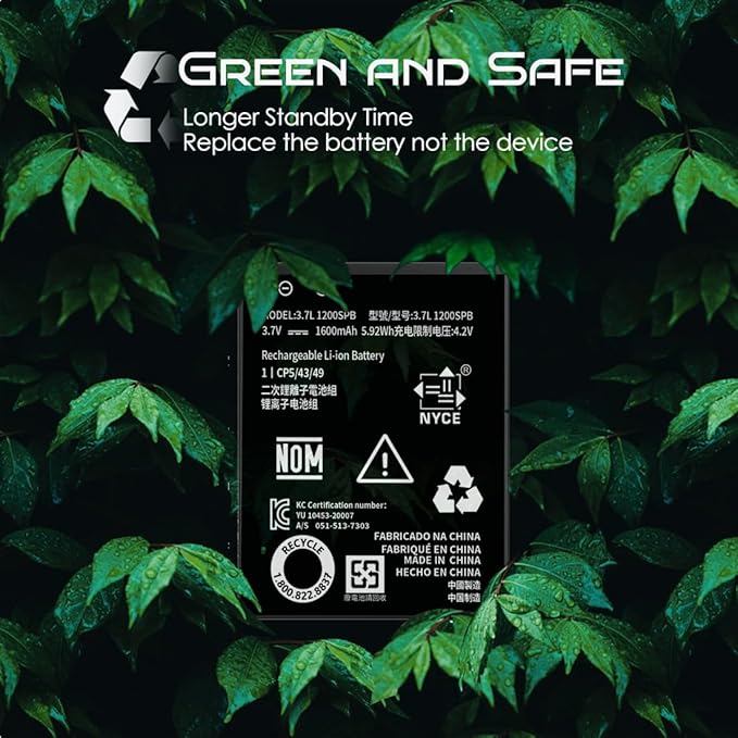 TI-84 Plus CE Battery,[2026 New Upgraded] 1600mAh Fits Texas Instruments TI-84 Plus CE,TI Nspire CX/CX II、TI Nspire CX CAS/CX II CAS,P/N:P11P35-11-N01/For 3.7L1200SPB High Capacity Battery