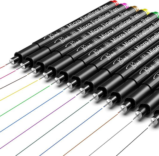 SAKEYR Point Micro Pens, 12 Colored 0.25mm Extra Fine Fineliner Pens, Quick-Dry Waterproof Ink, No Bleed-Through for Journaling, Bible Journaling, Planner, Sketching, Drawing, Note Taking