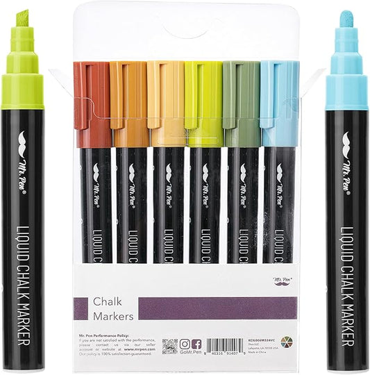 Mr. Pen- Chalk Markers, 6 Pack Assorted Colors, 8 Labels, Chalkboard & Glass Markers, Liquid Chalk Pens, Erasable