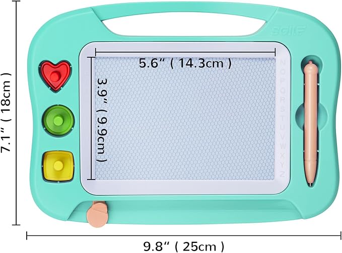 SGILE Toddler Toys for Kids, Magnetic Drawing Board for Birthday Gift, Toys for 1 2 3 Year Old Girls Boys, Etch & Sketch Pad with 3 Stamps, Learning and Educational, Green