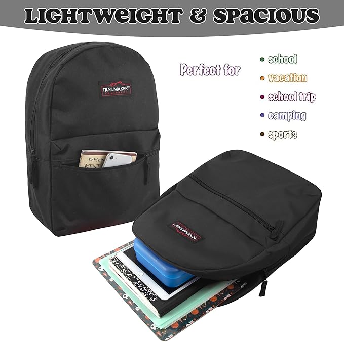 Trail maker 24 Pack 17 Inch Backpacks in Bulk Backpacks for Boys, Girls, School, and Homeless Donation