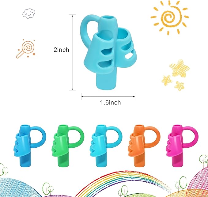 KIGEAPUEL 20 Pcs Pencil Grips for Kids Handwriting Pencil Holders Grippers Writing Posture Correction Tools for Toddlers, Special Needs Silicone Pencil Supplies for Kindergarten Preschoolers