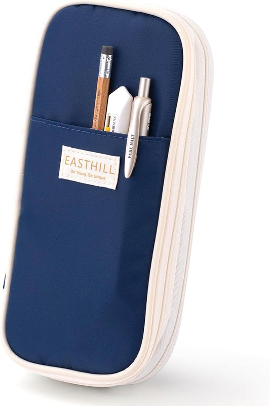 EASTHILL Big Capacity Pencil Case Large Pencil Pouch Stationery Pen Bag for Teen Girls-Navy