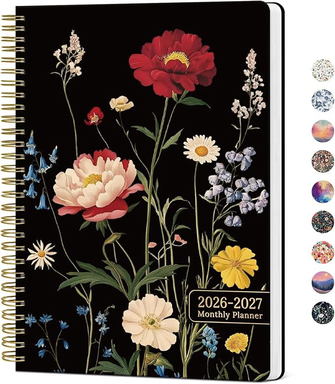 Monthly Planner 2026-2027, Aesthetic 2 Year Months Planner Calendar, 24-Months from January 2026 - December 2027, 26-27 Monthly Calendar Planner, Perfect for School Office Home, 7" x 10" - Peony Bloom