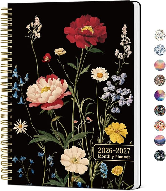 Monthly Planner 2026-2027, Aesthetic 2 Year Months Planner Calendar, 24-Months from January 2026 - December 2027, 26-27 Monthly Calendar Planner, Perfect for School Office Home, 7" x 10" - Peony Bloom