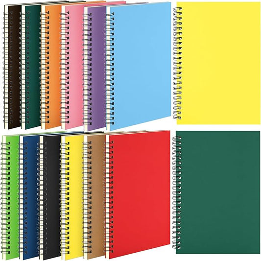 Leelosp 12 Pcs Small Spiral Notebook Lined Spiral Journal College Ruled Notebook Wire Bound Kraft Cover, 120 Pages for Work (Rainbow,5 x 7 Inch)