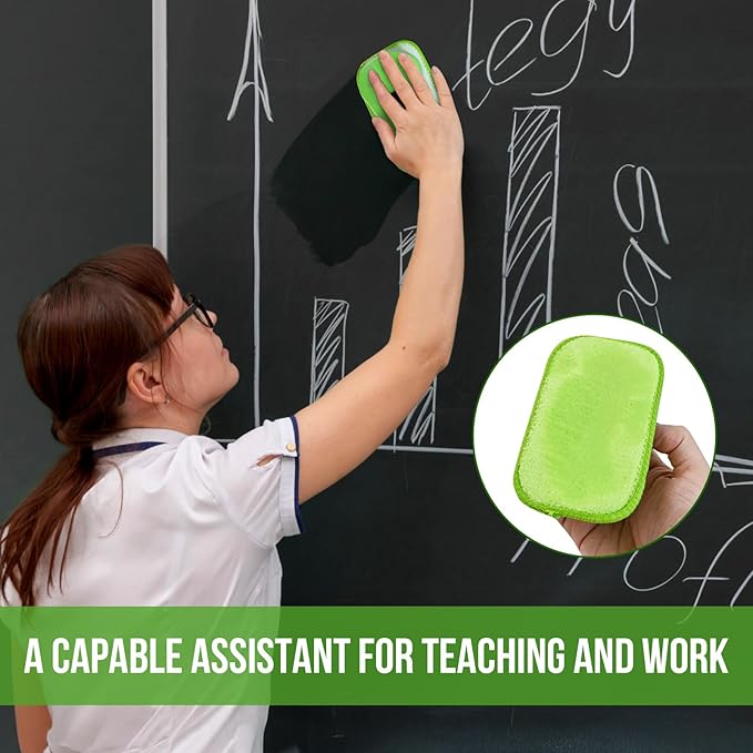 2 PCS Chalk Eraser - Dry Erase Board Cleaner, Dust-Free Reusable for Blackboard, Whiteboard, Markers, Classroom, Home and Office