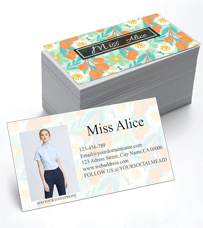 200/500Pcs Business Card Customization (Add Picture or Logo), Thick Coated Paper Business Card Double-sided Printing-2"x3.5" Inches (Color-R)