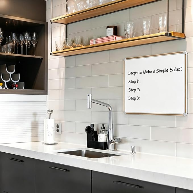 Large Magnetic White Board for Wall,Aluminum & Cork Strip Frame Whiteboard for Office,Presentation Dry Erase Board Wall Mount,Large Whiteboard for School Classroom Huge Whiteboards (18" W x 12" H)