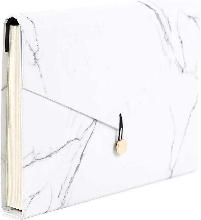 U Brands Fashion Expandable File Folder, Letter Size, 13 Pockets, Marble Print