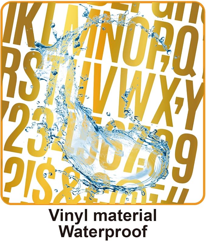 Vinyl Letter Stickers 2 Inch, 8 Sheets Decorative Alphabet Decals, Waterproof Self Adhesive Letters for Gift Wrapping, Wedding Signs, Party Decorations and DIY Crafts (Gold)