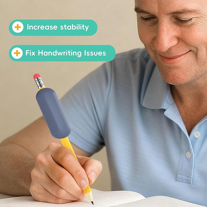 ELETIUO 5-Pack Weighted Pencil Grips – 1oz Silicone Handwriting Aid for Kids,Elderly & Special Needs – Improves Penmanship for Autism,ADHD,Tremors,Dyspraxia & Fine Motor Skills,5 Colors