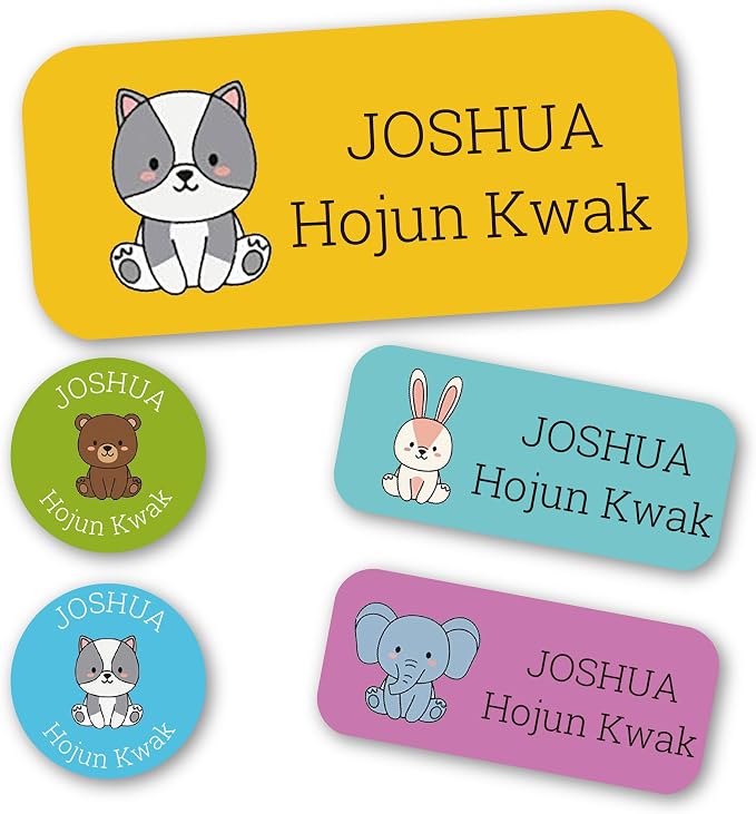 Personalized Daycare Name Labels for Kids (117 Labels) - Custom Durable Waterproof Name Stickers for Clothing Tags, Water Bottles, Lunch Boxes, and School Supplies - Dishwasher, Washer
