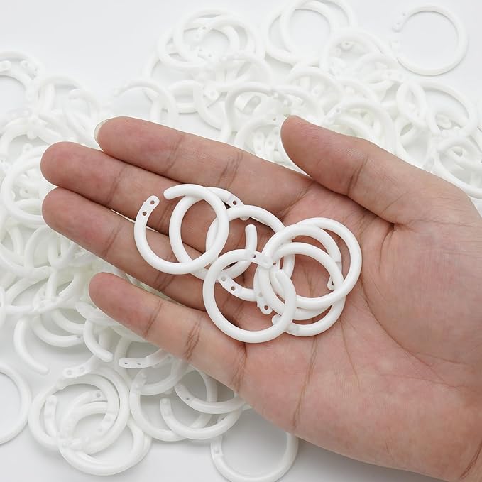 120 Pcs 3/4 Inch Plastic Binder Rings, Loose Leaf Binder Book Rings, Black Index Card Rings Binder Clip Rings for Flash Cards, Key Rings, Index Cards, Paper (20mm, White)