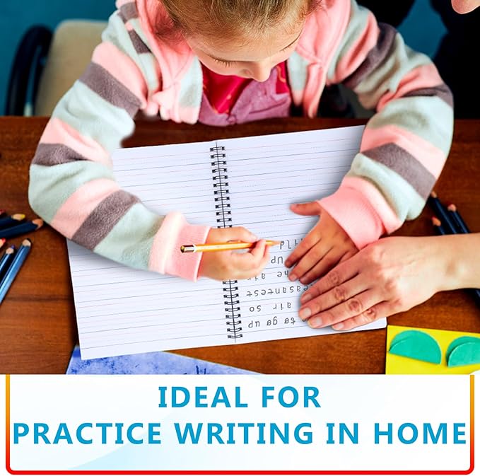 Gilprop Primary Composition Notebook Spiral K-2 Writing Workbook Wide Ruled Paper Primary Journal 100 Sheets 9.8" x 7.5" Kindergarten Preschool Handwriting Toddler Notebook for Kids
