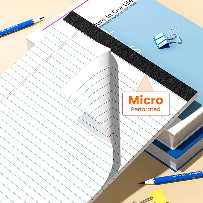 AILZFEI 600 Counts 8.5 x 11 Inch Note Pads, Wide Ruled Legal Pads, 50 Sheets Each | White Notepad for School, Office & Home | Premium Paper, Long-Lasting Value, Pads of Paper