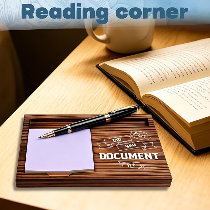 FOUGSTA Funny Office Gifts for Accountant, Gag Office Gifts for Accountant, Gag Desk Decor Gift for Coworker,Wooden Notepad Pen Holder With Funny Quotes,16.5 x 12 x 1.5 cm,XXN12