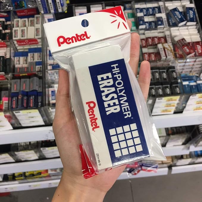 Pentel Hi-Polymer Block Eraser, Super XL White, 8-Pack (ZEH-99)