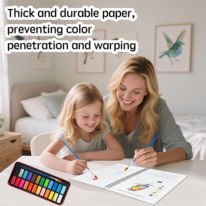 Watercolor Workbook - Coloring Book Beginner Friendly Painting Kit, Watercolor Workbooks for Adults with 24 Colors Paint, Exploration Gift for Adults Teens (Bouquets)