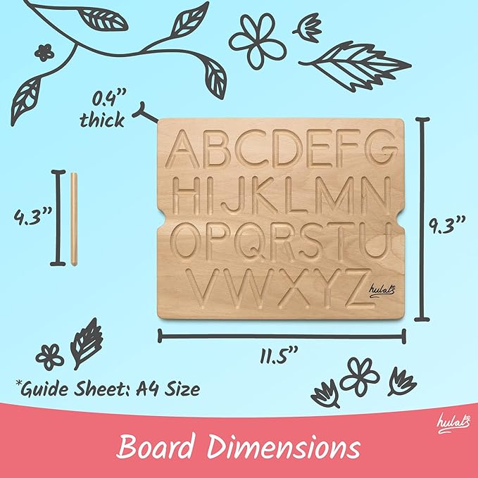 Hulats Learn to Write - Number & Letter Tracing Boards for Kids Ages 3-5 - Wooden Alphabet Learning Montessori 3 Year Old Toddler Writing Tools Beginners - Homeschool Preschool Classroom Must Haves