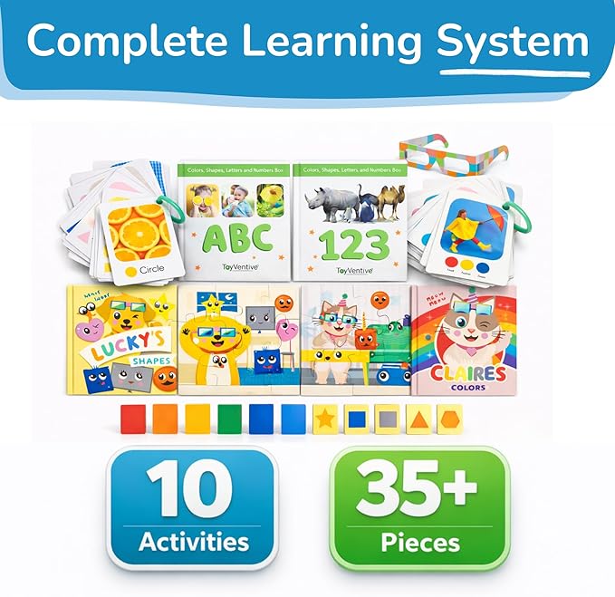 Preschool Montessori Learning Kit With Busy Book For Toddlers 1-3- Baby Flash Cards - Quiet Activity Books - Puzzles Ages 2-4 - Flashcards 3-5 Years - 1 Year Old Boy Gifts -1st Birthday Toys For Girls
